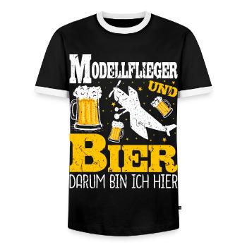 Modellfliegen Bier Männer Piloten Modellflieger - Männer Kontrast-T-Shirt - Schwarz/Weiß - Vorne - AI Model Female 172 light (172cm) & AI Model Male 178 light (178cm)