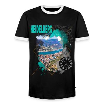 Heidelberg Deutschland Stadt Skyline Vintage Retro - Männer Kontrast-T-Shirt - Schwarz/Weiß - Vorne - AI Model Female 172 light (172cm) & AI Model Male 178 light (178cm)