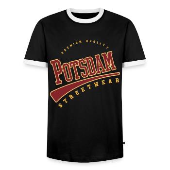 Potsdam Germany College High School Style - Men's Ringer Shirt - black/white - Front - AI Model Female 172 light (172cm) & AI Model Male 178 light (178cm)
