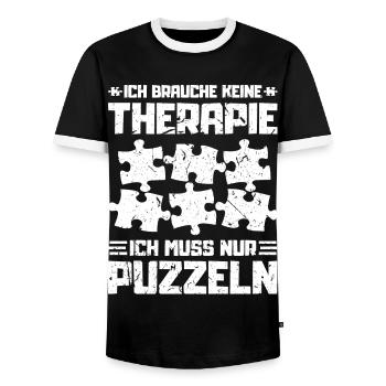 Ich Brauche Keine Therapie Puzzeln Puzzle - Männer Kontrast-T-Shirt - Schwarz/Weiß - Vorne - AI Model Female 172 light (172cm) & AI Model Male 178 light (178cm)