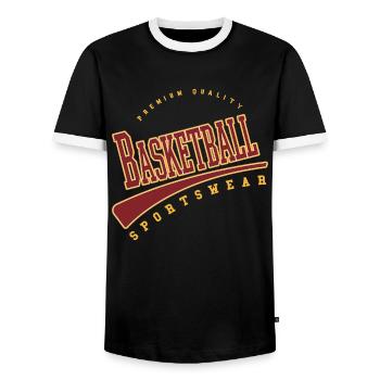 Basketball Sports College High School Style - Men's Ringer Shirt - black/white - Front - AI Model Female 172 light (172cm) & AI Model Male 178 light (178cm)