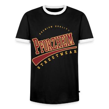 Pforzheim Germany College High School Style - Men's Ringer Shirt - black/white - Front - AI Model Female 172 light (172cm) & AI Model Male 178 light (178cm)