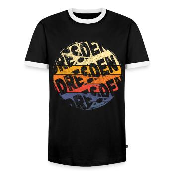 Dresden Germany City Vintage Retro Skyline - Men's Ringer Shirt - black/white - Front - AI Model Female 172 light (172cm) & AI Model Male 178 light (178cm)