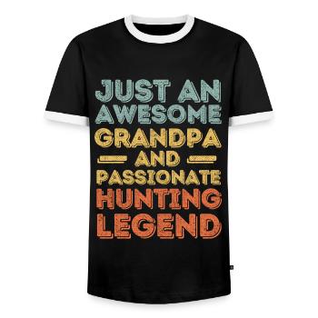 Grand-père Chasse rétro - T-shirt contrasté Homme - noir/blanc - Devant - AI Model Female 172 light (172cm) & AI Model Male 178 light (178cm)