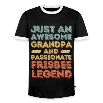 Grandpa Frisbee retro - Men's Ringer Shirt - black/white - Front - AI Model Female 172 light (172cm) & AI Model Male 178 light (178cm)