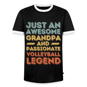 Opa Volleyball retro - Männer Kontrast-T-Shirt - Schwarz/Weiß - Vorne - AI Model Female 172 light (172cm) & AI Model Male 178 light (178cm)