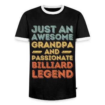 Opa Billard retro - Männer Kontrast-T-Shirt - Schwarz/Weiß - Vorne - AI Model Female 172 light (172cm) & AI Model Male 178 light (178cm)