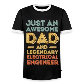 Dad Electrical Engineer Father's Day - Men's Ringer Shirt - black/white - Front - AI Model Female 172 light (172cm) & AI Model Male 178 light (178cm)