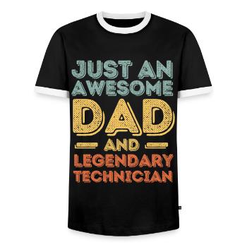 Papa Technicien Fête des Pères - T-shirt contrasté Homme - noir/blanc - Devant - AI Model Female 172 light (172cm) & AI Model Male 178 light (178cm)