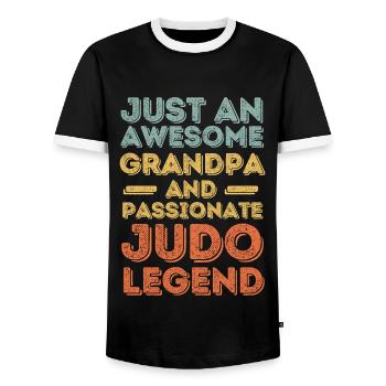 Grandpa Judo retro - Men's Ringer Shirt - black/white - Front - AI Model Female 172 light (172cm) & AI Model Male 178 light (178cm)