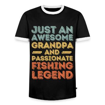 Grandpa fishing retro - Men's Ringer Shirt - black/white - Front - AI Model Female 172 light (172cm) & AI Model Male 178 light (178cm)