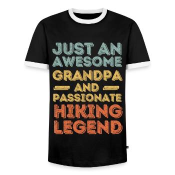 Grandpa hiking retro - Men's Ringer Shirt - black/white - Front - AI Model Female 172 light (172cm) & AI Model Male 178 light (178cm)