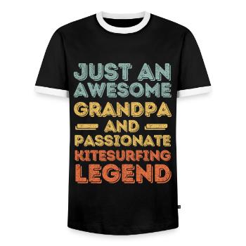 Grandpa Kitesurfing retro - Men's Ringer Shirt - black/white - Front - AI Model Female 172 light (172cm) & AI Model Male 178 light (178cm)