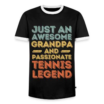 Grandpa Tennis retro - Men's Ringer Shirt - black/white - Front - AI Model Female 172 light (172cm) & AI Model Male 178 light (178cm)