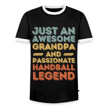 Grandpa Handball retro - Men's Ringer Shirt - black/white - Front - AI Model Female 172 light (172cm) & AI Model Male 178 light (178cm)