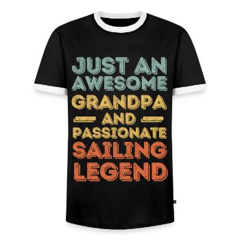 Grandpa Sailing retro - Men's Ringer Shirt - black/white - Front - AI Model Female 172 light (172cm) & AI Model Male 178 light (178cm)