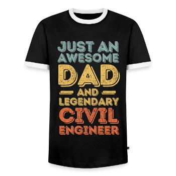 Dad Civil Engineer Father's Day - Men's Ringer Shirt - black/white - Front - AI Model Female 172 light (172cm) & AI Model Male 178 light (178cm)