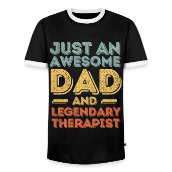 Papa Therapist Father's Day - Men's Ringer Shirt - black/white - Front - AI Model Female 172 light (172cm) & AI Model Male 178 light (178cm)