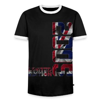 ÉDITION LIMITÉE ANGLETERRE 2005 21E ANNIVERSAIRE BRITANNIQUE - T-shirt contrasté Homme - noir/blanc - Devant - AI Model Female 172 light (172cm) & AI Model Male 178 light (178cm)