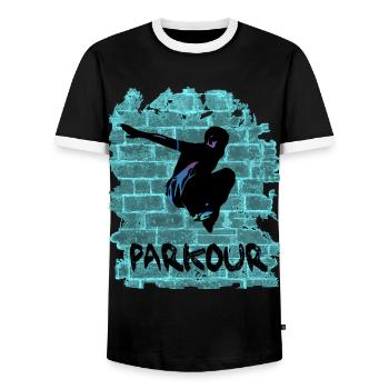 Parkour - T-shirt contrasté Homme - noir/blanc - Devant - AI Model Female 172 light (172cm) & AI Model Male 178 light (178cm)