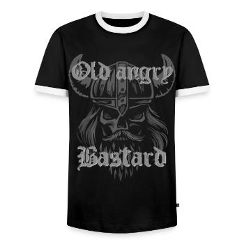Old angry Bastard - Männer Kontrast-T-Shirt - Schwarz/Weiß - Vorne - AI Model Female 172 light (172cm) & AI Model Male 178 light (178cm)