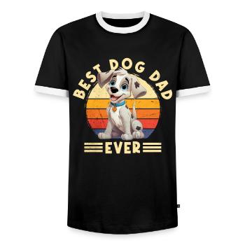 Dog Best Dog Dad Ever Best Dogs Daddy Father - Men's Ringer Shirt - black/white - Front - AI Model Female 172 light (172cm) & AI Model Male 178 light (178cm)