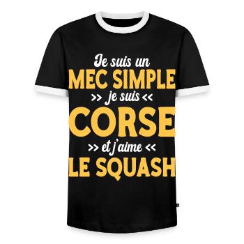 Mec Simple Humour Corse Amateur De Squash - T-shirt contrasté Homme - noir/blanc - Devant - AI Model Female 172 light (172cm) & AI Model Male 178 light (178cm)