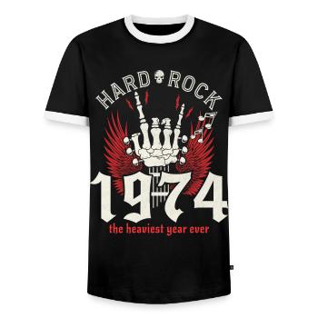 Rock Année 1974 Fête Musicien 50 Ans Anniversaire - T-shirt contrasté Homme - noir/blanc - Devant - AI Model Female 172 light (172cm) & AI Model Male 178 light (178cm)