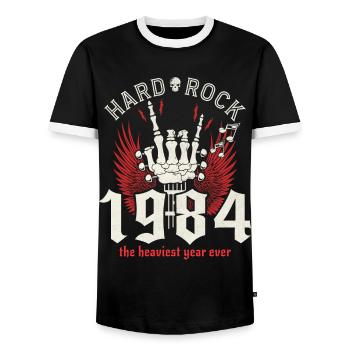 Rock Jahr 1984 Partymusiker 40 Jahre Geburtstag - Männer Kontrast-T-Shirt - Schwarz/Weiß - Vorne - AI Model Female 172 light (172cm) & AI Model Male 178 light (178cm)