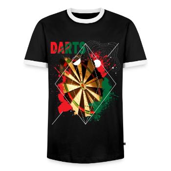 Darts Dartboard Dart Dart King 180 Bullseye - Men's Ringer Shirt - black/white - Front - AI Model Female 172 light (172cm) & AI Model Male 178 light (178cm)