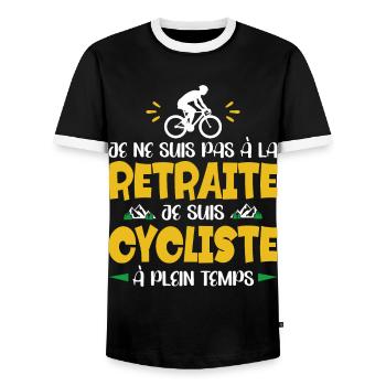 Retraité Cycliste Vélo Humour Cyclisme Retraite - T-shirt contrasté Homme - noir/blanc - Devant - AI Model Female 172 light (172cm) & AI Model Male 178 light (178cm)