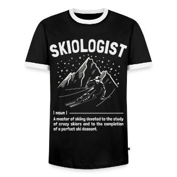 Skiologist Apres-Ski Funny Skiing Definition Skier - Men's Ringer Shirt - black/white - Front - AI Model Female 172 light (172cm) & AI Model Male 178 light (178cm)