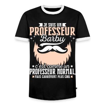 Barbe Humour Professeur Barbu - T-shirt contrasté Homme - noir/blanc - Devant - AI Model Female 172 light (172cm) & AI Model Male 178 light (178cm)