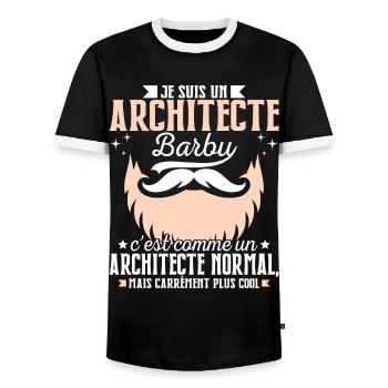 Barbe Humour Architecte Barbu - T-shirt contrasté Homme - noir/blanc - Devant - AI Model Female 172 light (172cm) & AI Model Male 178 light (178cm)