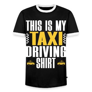 Conducteur De Taxi Chauffeur de Taxi - T-shirt contrasté Homme - noir/blanc - Devant - AI Model Female 172 light (172cm) & AI Model Male 178 light (178cm)