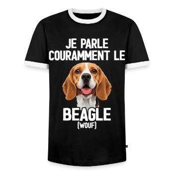 Parler Le Beagle Cadeau Humour Chien Beagle - T-shirt contrasté Homme - noir/blanc - Devant - AI Model Female 172 light (172cm) & AI Model Male 178 light (178cm)
