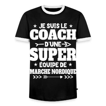 Super Coach Cadeau Pour Coach De Marche Nordique - T-shirt contrasté Homme - noir/blanc - Devant - AI Model Female 172 light (172cm) & AI Model Male 178 light (178cm)