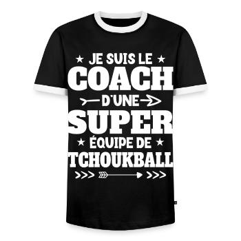 Super Coach Cadeau Pour Coach De Tchoukball - T-shirt contrasté Homme - noir/blanc - Devant - AI Model Female 172 light (172cm) & AI Model Male 178 light (178cm)