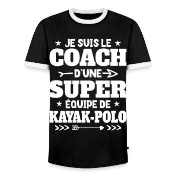 Super Coach Cadeau Pour Coach De Kayak-Polo - T-shirt contrasté Homme - noir/blanc - Devant - AI Model Female 172 light (172cm) & AI Model Male 178 light (178cm)