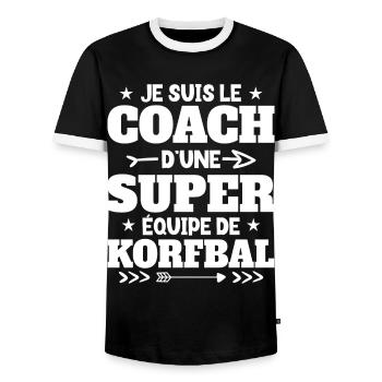 Super Coach Cadeau Pour Coach De Korfbal - T-shirt contrasté Homme - noir/blanc - Devant - AI Model Female 172 light (172cm) & AI Model Male 178 light (178cm)