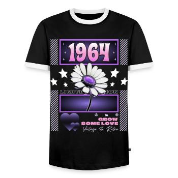 Retro Y2K Year 1964 Birthday Woman 60 Years - Men's Ringer Shirt - black/white - Front - AI Model Female 172 light (172cm) & AI Model Male 178 light (178cm)