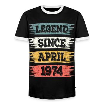 Légende 50 Ans 1974 Avril 50 Ans Anniversaire - T-shirt contrasté Homme - noir/blanc - Devant - AI Model Female 172 light (172cm) & AI Model Male 178 light (178cm)