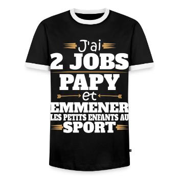 2 Jobs Papy Et Petits Enfants Humour Papy - T-shirt contrasté Homme - noir/blanc - Devant - AI Model Female 172 light (172cm) & AI Model Male 178 light (178cm)