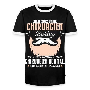 Barbe Humour Chirurgien Barbu - T-shirt contrasté Homme - noir/blanc - Devant - AI Model Female 172 light (172cm) & AI Model Male 178 light (178cm)
