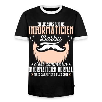 Barbe Humour Informaticien Barbu - T-shirt contrasté Homme - noir/blanc - Devant - AI Model Female 172 light (172cm) & AI Model Male 178 light (178cm)