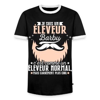 Barbe Humour Éleveur Barbu - T-shirt contrasté Homme - noir/blanc - Devant - AI Model Female 172 light (172cm) & AI Model Male 178 light (178cm)
