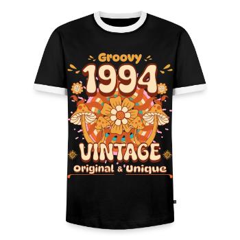 Vintage Year 1994 Birthday Woman 30 Years - Men's Ringer Shirt - black/white - Front - AI Model Female 172 light (172cm) & AI Model Male 178 light (178cm)