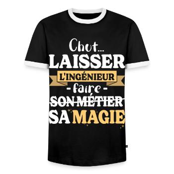 Engineer does his magic Humor genius - Men's Ringer Shirt - black/white - Front - AI Model Female 172 light (172cm) & AI Model Male 178 light (178cm)