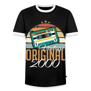 Millésime 2000 Born Original 2000 Anniversaire - T-shirt contrasté Homme - noir/blanc - Devant - AI Model Female 172 light (172cm) & AI Model Male 178 light (178cm)
