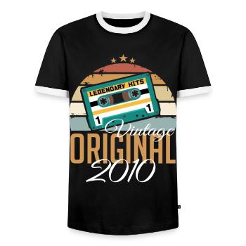 Vintage 2010 Born Original 2010 Birthday - Men's Ringer Shirt - black/white - Front - AI Model Female 172 light (172cm) & AI Model Male 178 light (178cm)